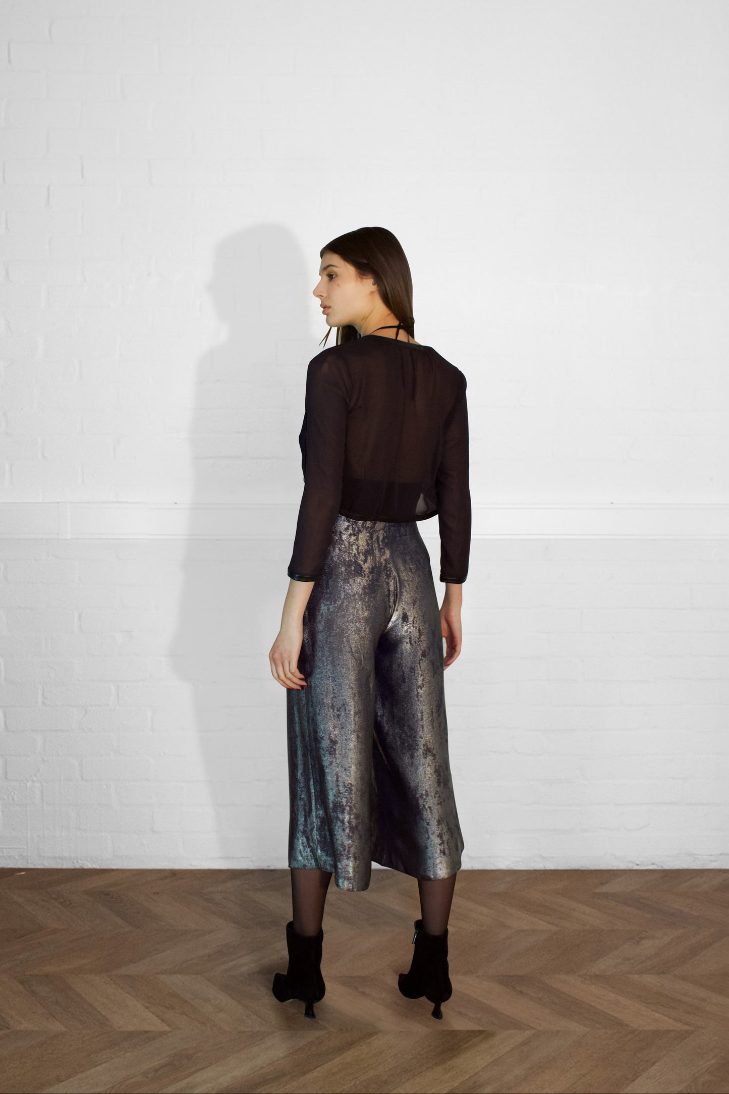 Hepburn Metallic Pleated Culotte Trousers