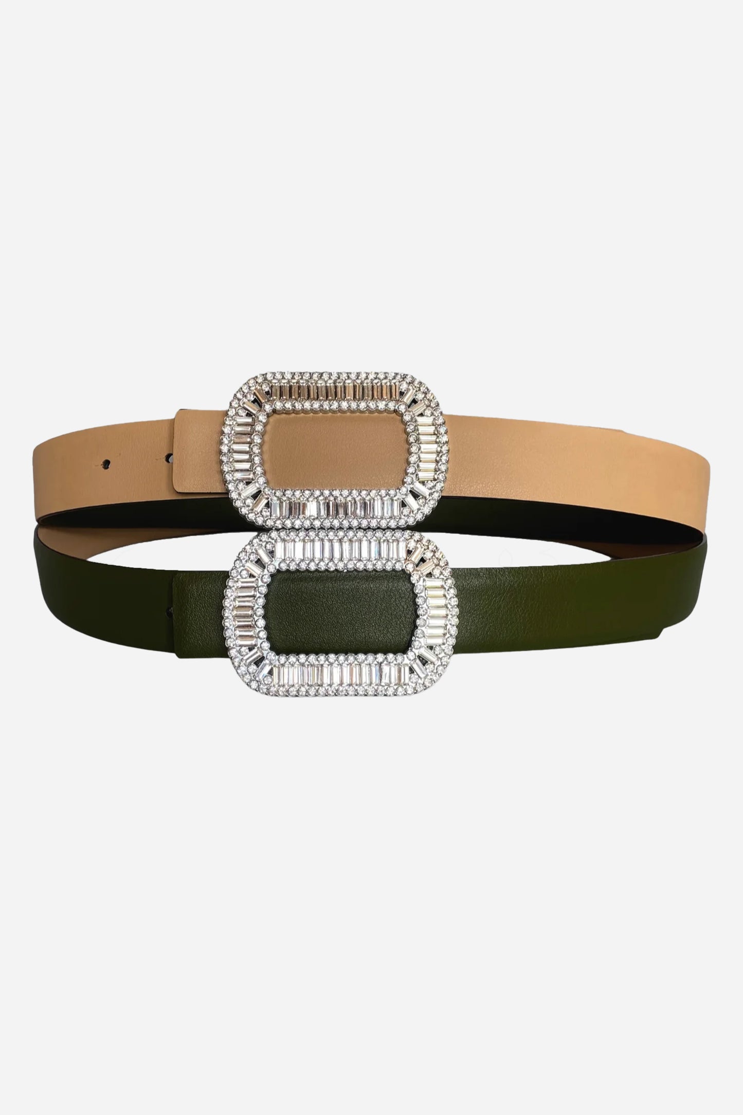 Squircle Rhinestone Leather Belt