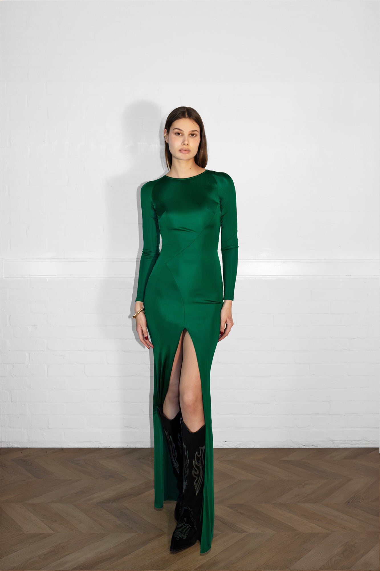 Slits Long Sleeve Fitted Gown